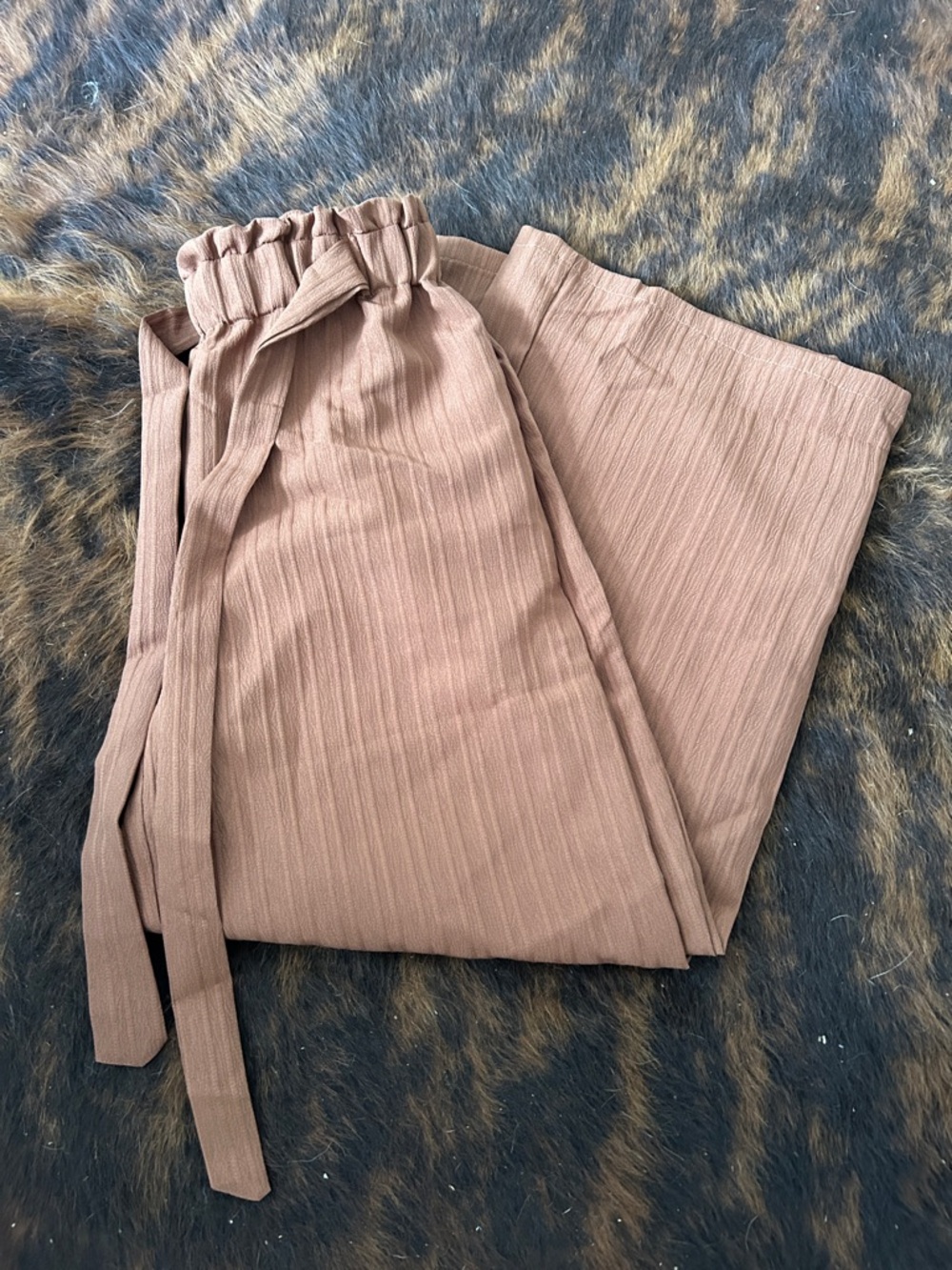 Pleated Tie-Waist Wide Leg Pants - Mauve Taupe